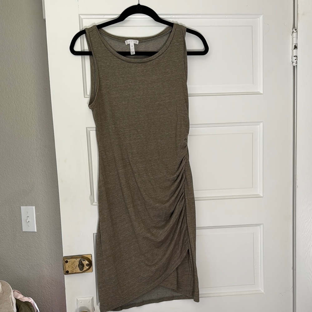 Leith Green Ruched Asymmetrical Sheath Dress